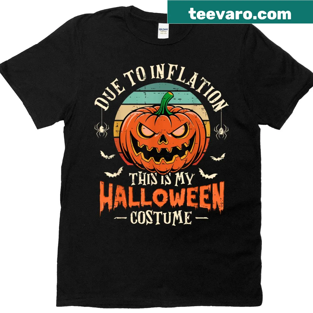 Funny Halloween costume shirt with pumpkin graphic and humorous text — on a men's t-shirt