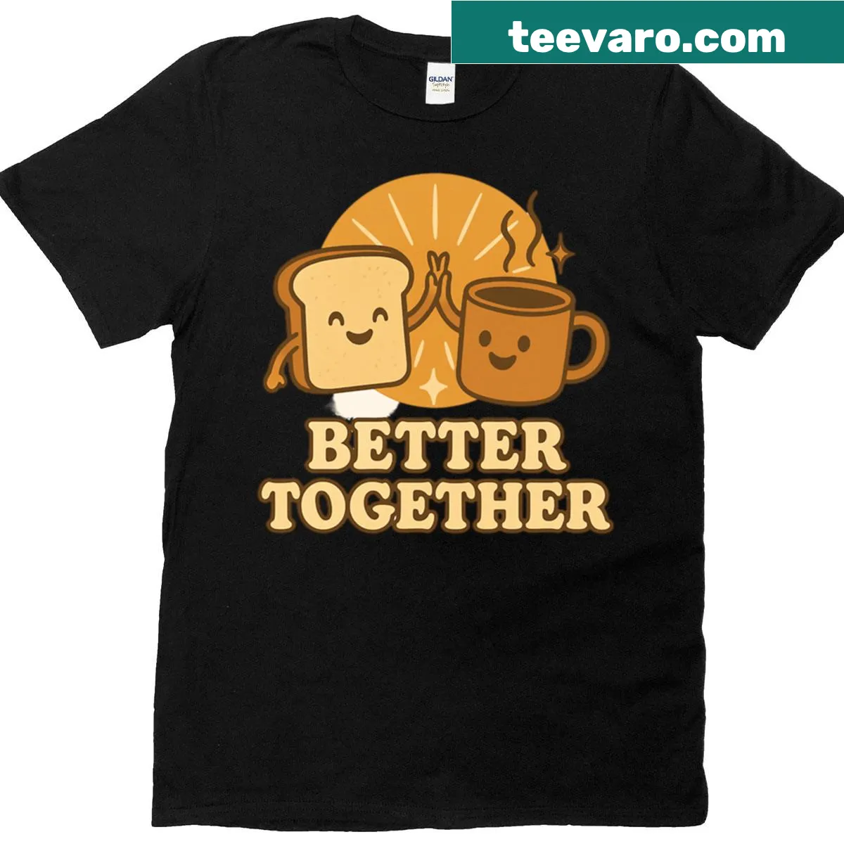 Retro t-shirt featuring toast and coffee graphic — on a men's t-shirt