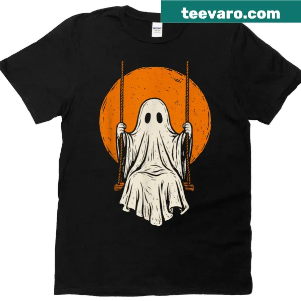 Vintage ghost swinging Halloween T-shirt for kids and adults