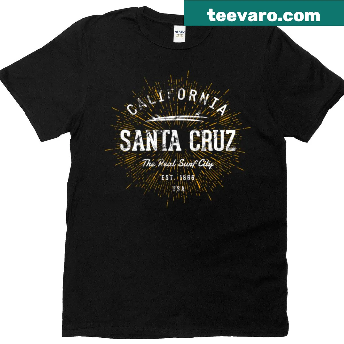 Vintage design inspired by Santa Cruz beach culture — on a men's t-shirt
