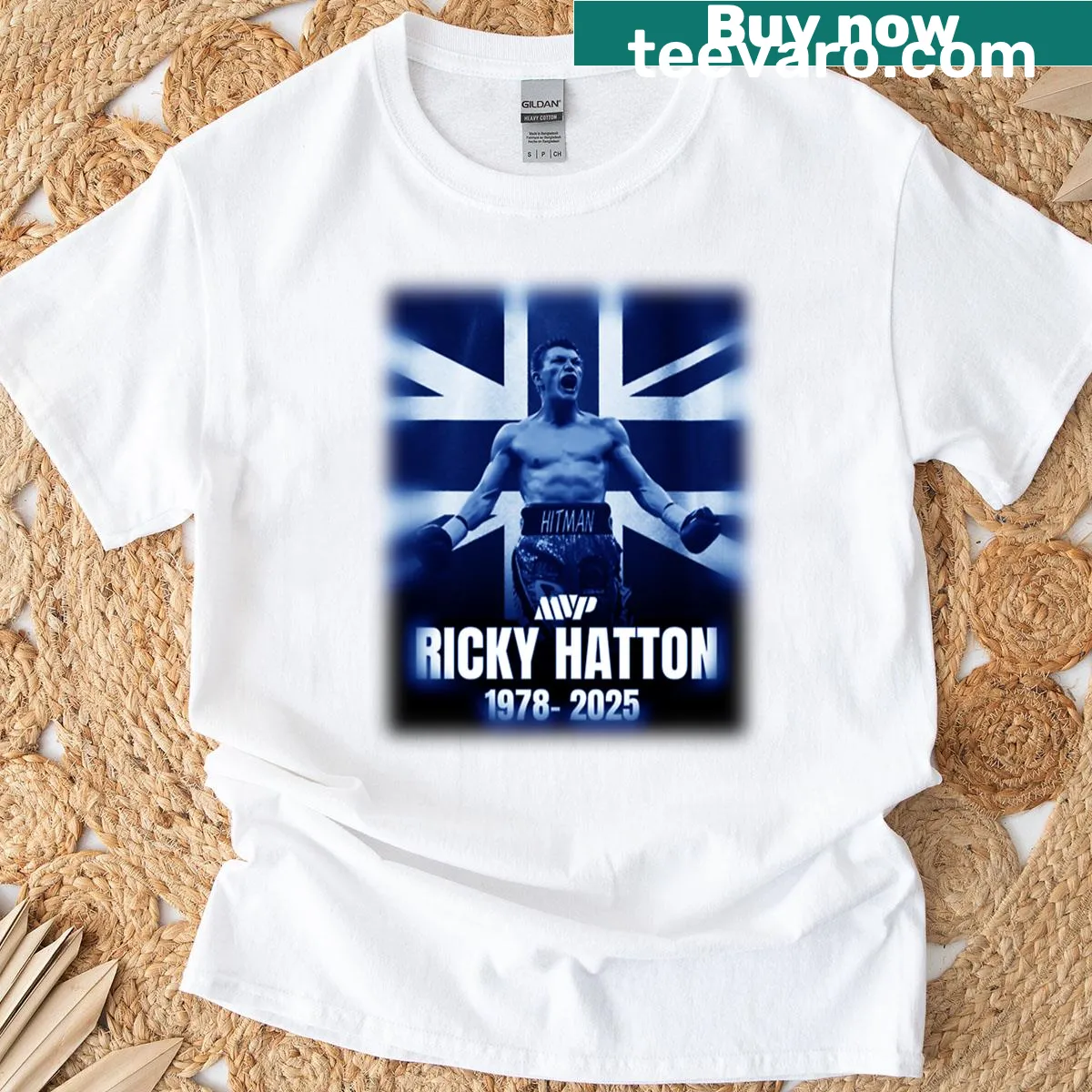 Graphic tribute T-shirt honoring boxer Ricky Hatton — on a men's t-shirt