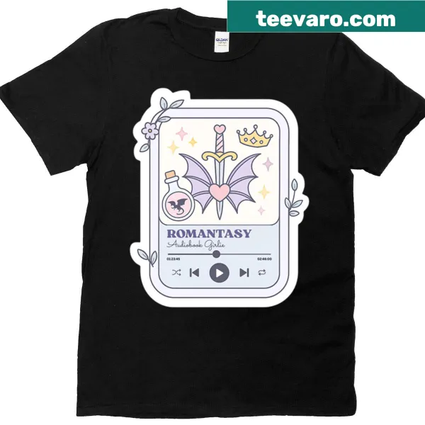 Pastel aesthetic t-shirt featuring romantic fantasy audiobook design