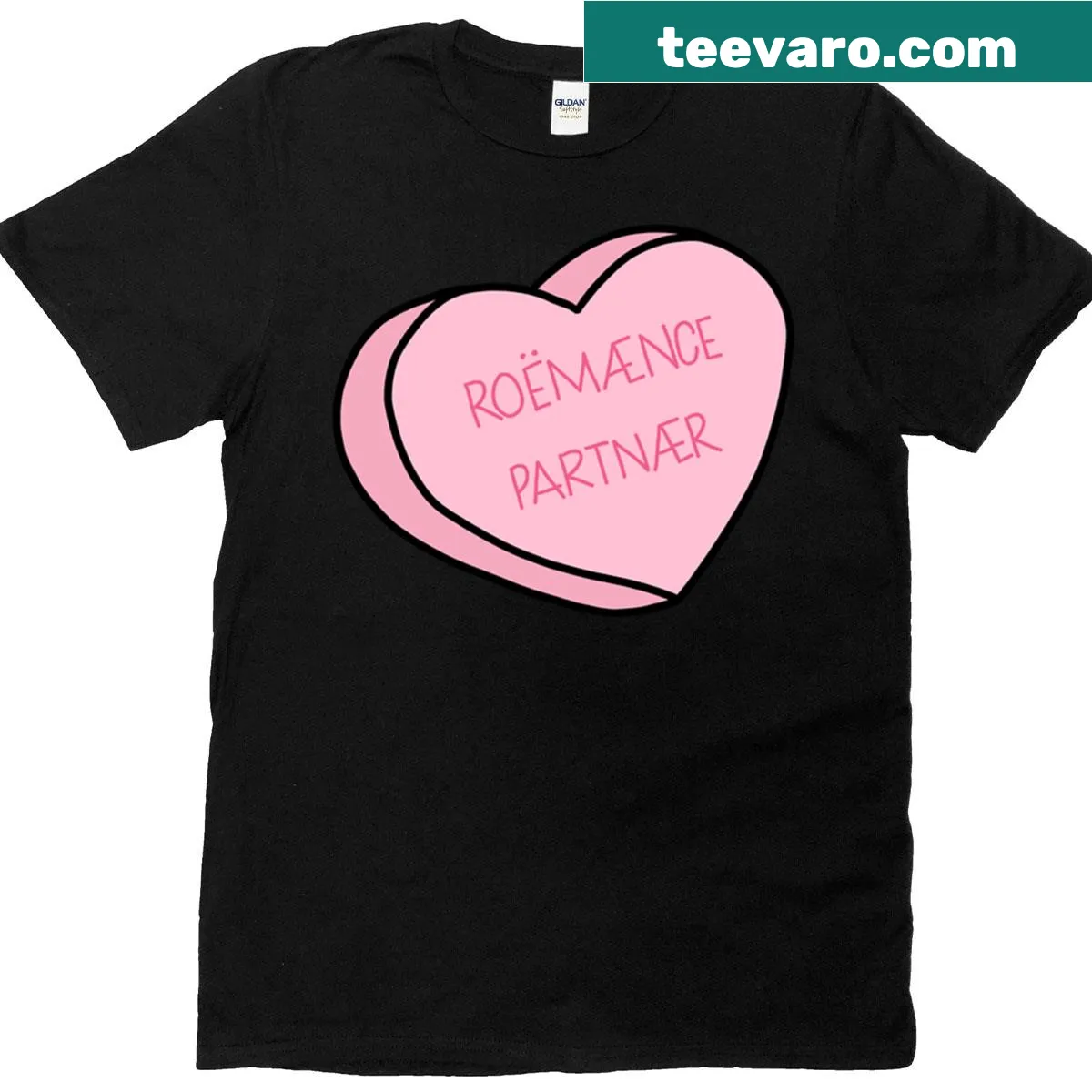 Fantasy-themed T-shirt with candy heart graphic — on a men's t-shirt