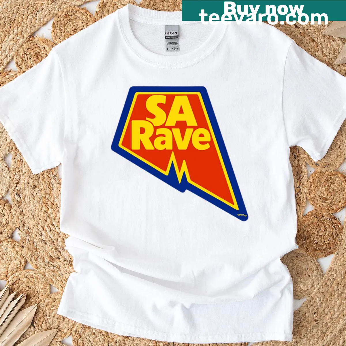 Typography design representing rave culture — on a men's t-shirt
