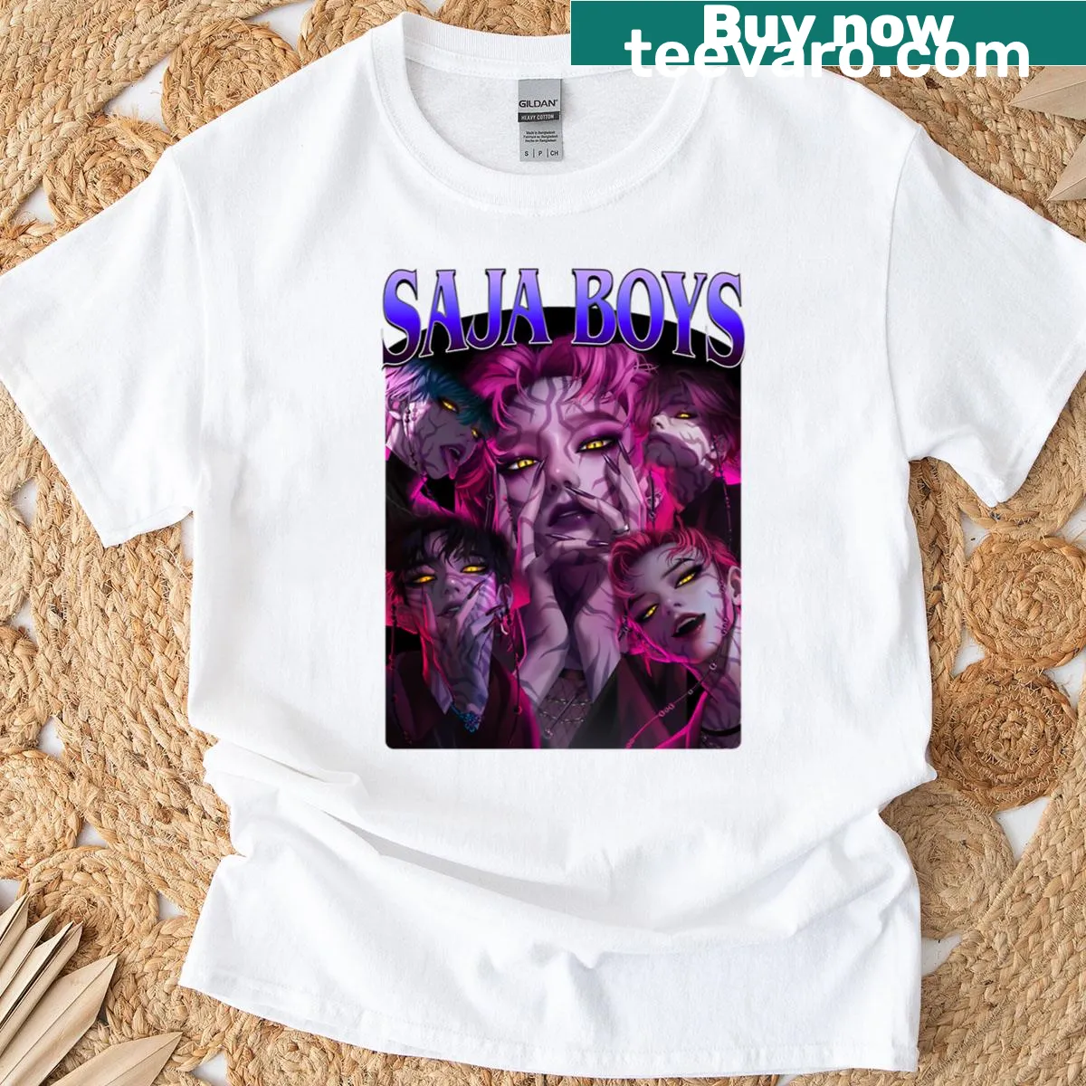 Illustration of Saja Boys from Kpop Demon Hunters — on a men's t-shirt