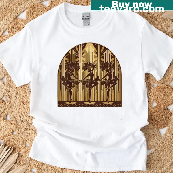 Retro T-shirt featuring dancers and showgirls in cabaret style