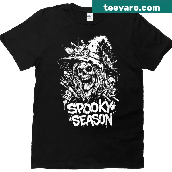 Witch skull Halloween design for women's T-shirt
