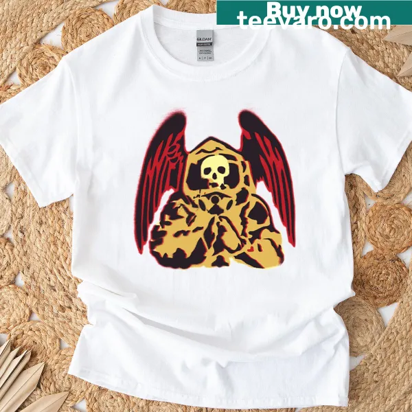 Skull graphic with warfare elements for gaming t-shirt