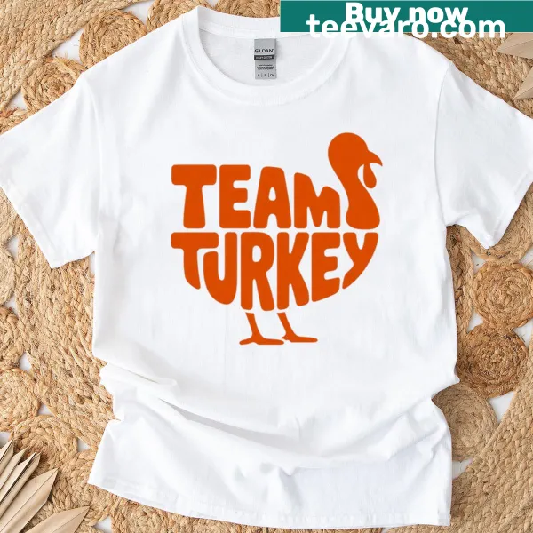 Minimalist Thanksgiving T-shirt with 'Team Turkey' text
