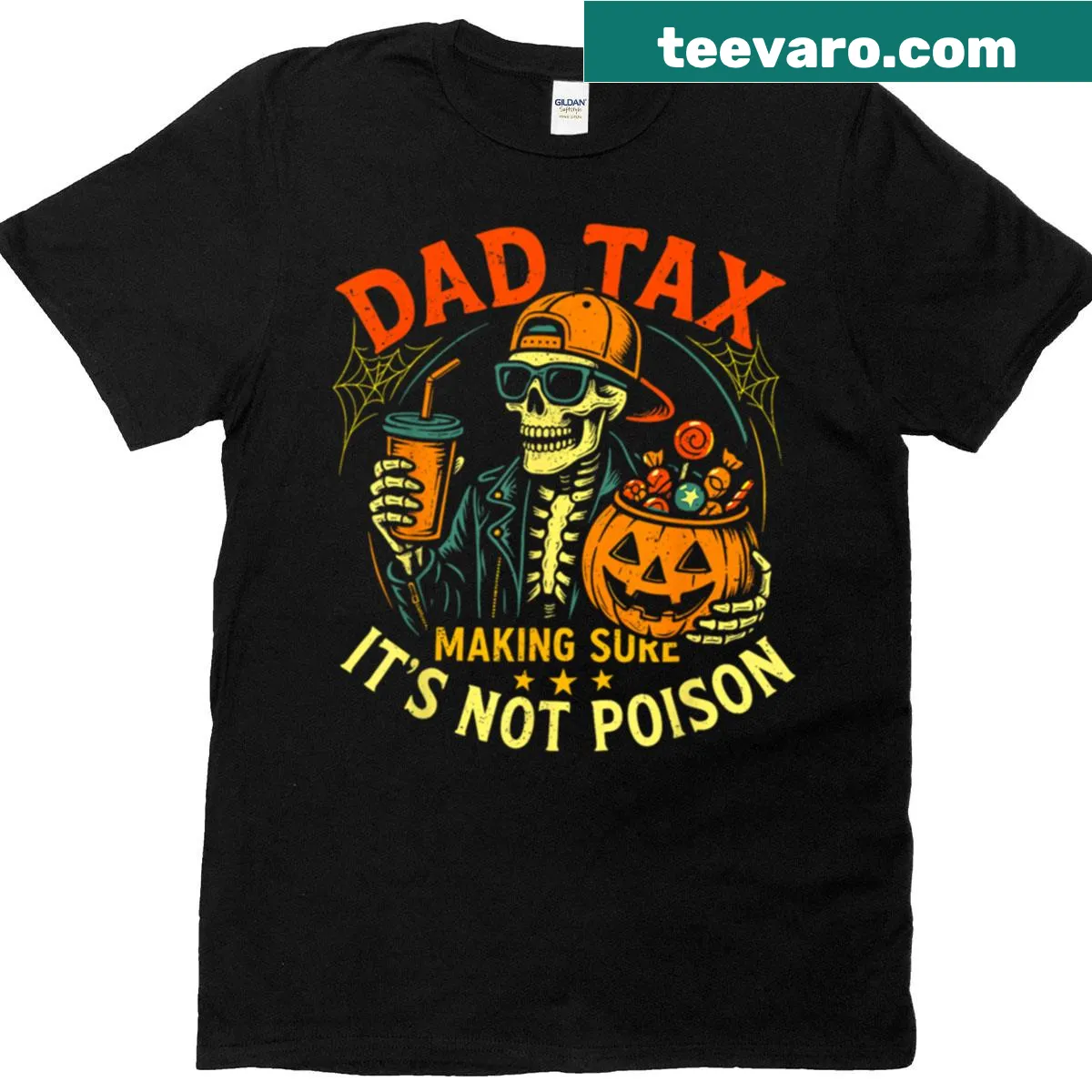Funny skeleton dad design for Halloween T-shirt — on a men's t-shirt