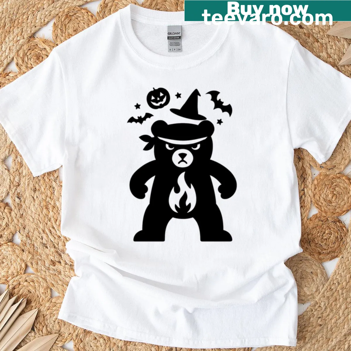 Halloween themed t-shirt with bold graphic design reflecting spooky elements — on a men's t-shirt