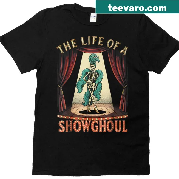 Retro T-shirt featuring a playful skeleton girl for Halloween