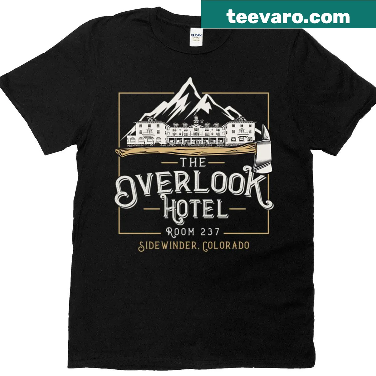 Vintage-style Overlook Hotel T-shirt — on a men's t-shirt