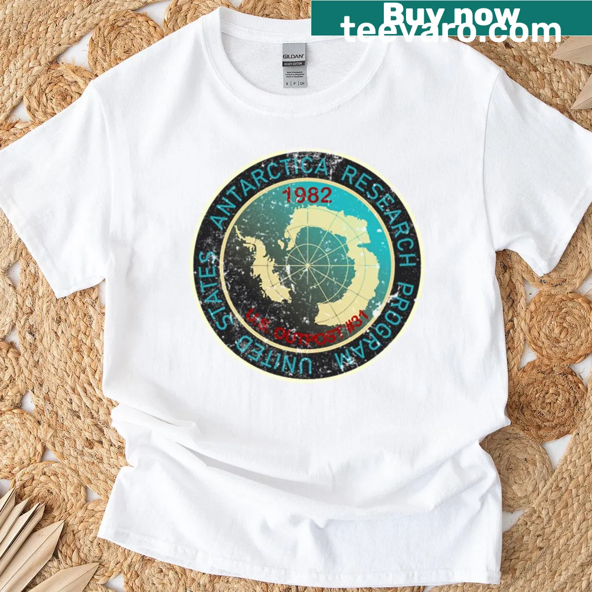 Outpost 31 Antarctica T-shirt featuring a homage to The Thing — on a men's t-shirt