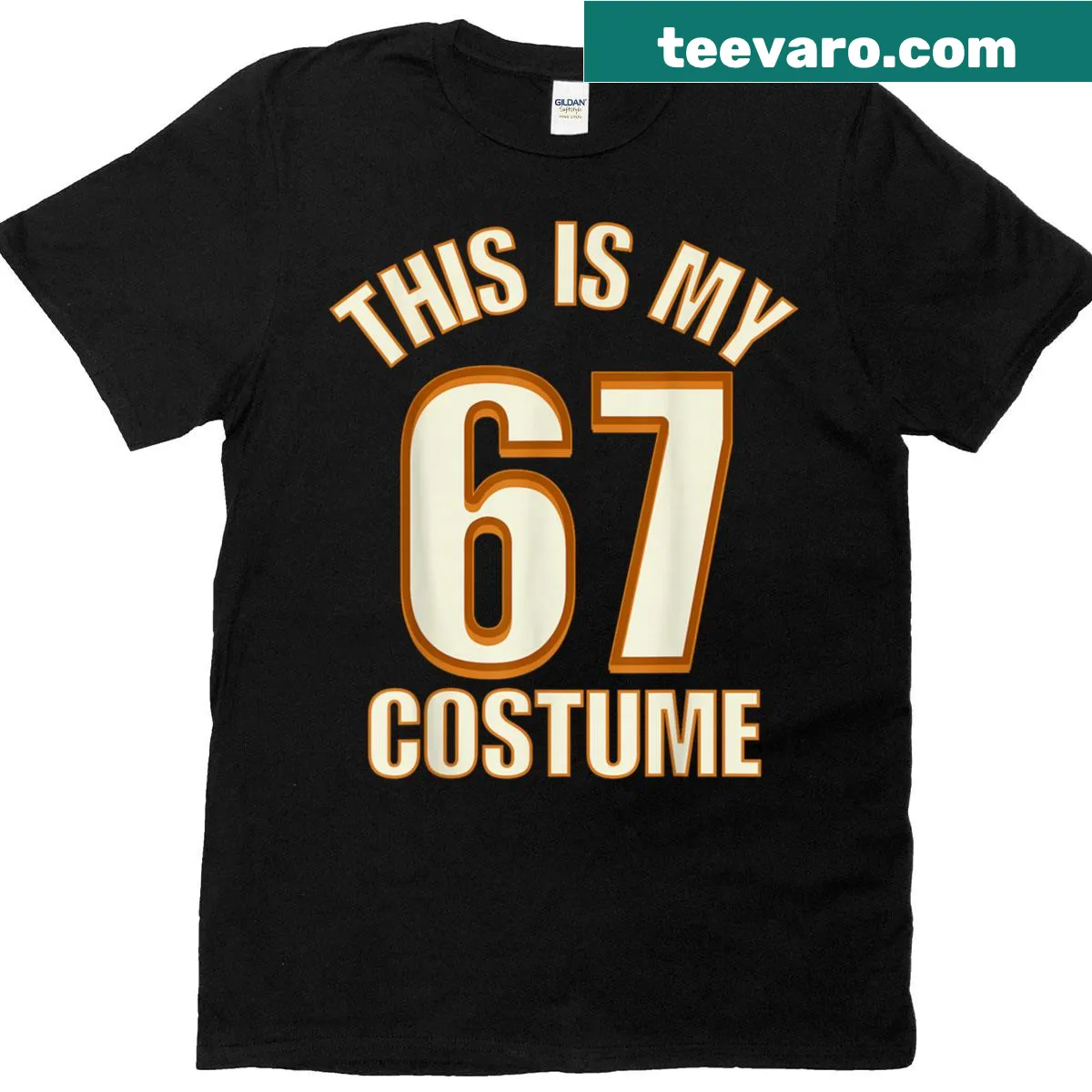 Cartoon graphic T-shirt for kids saying 'This Is My Halloween 67 Costume' — on a men's t-shirt