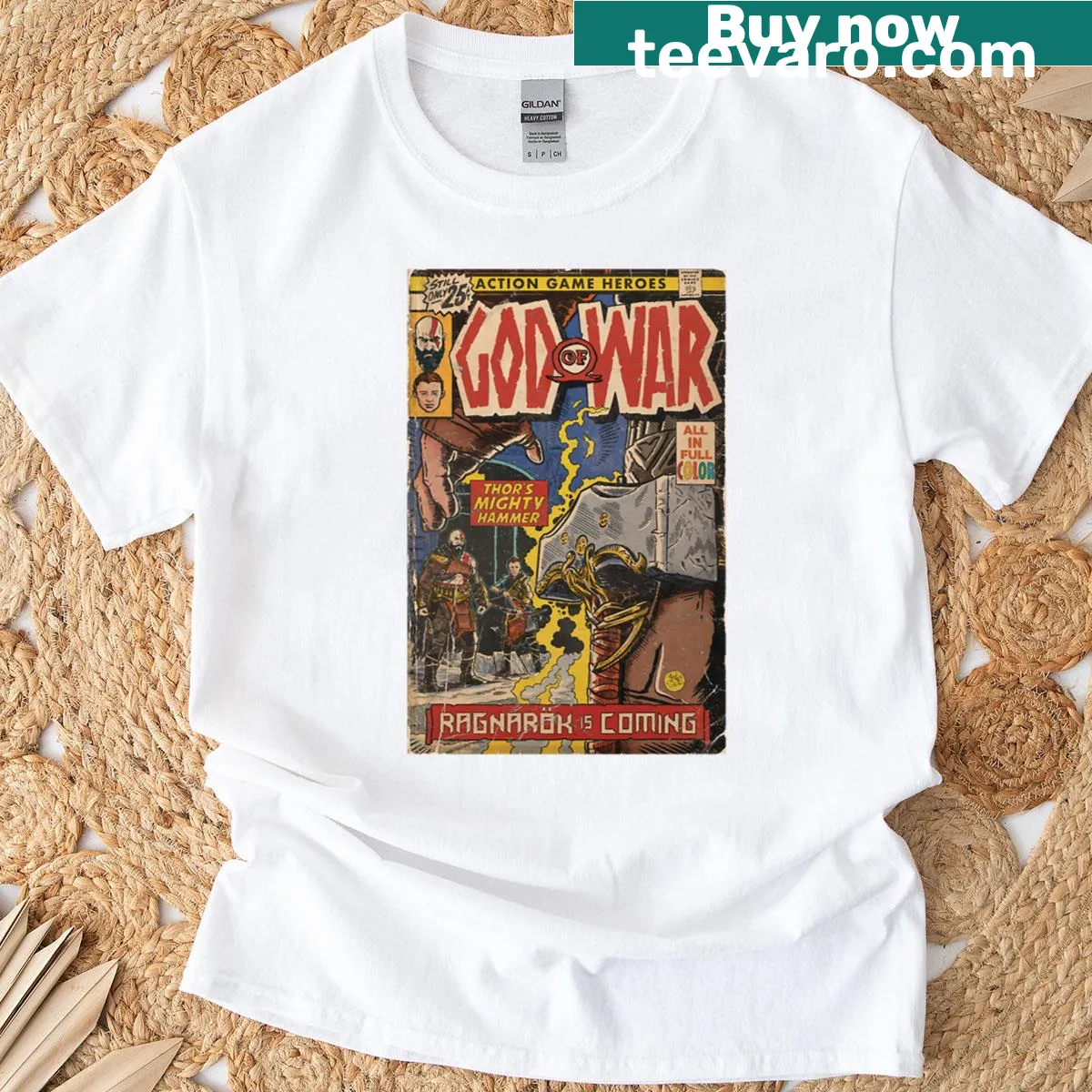 Comic book cover fan art featuring Thor in battle — on a men's t-shirt