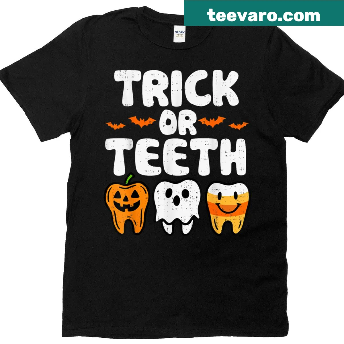 Funny Halloween dental design T-shirt for all ages — on a men's t-shirt