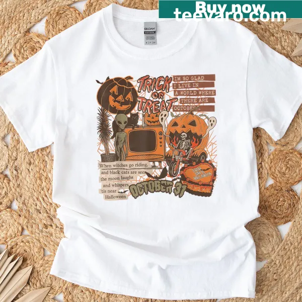 Halloween design with skeletons, aliens, and pumpkins