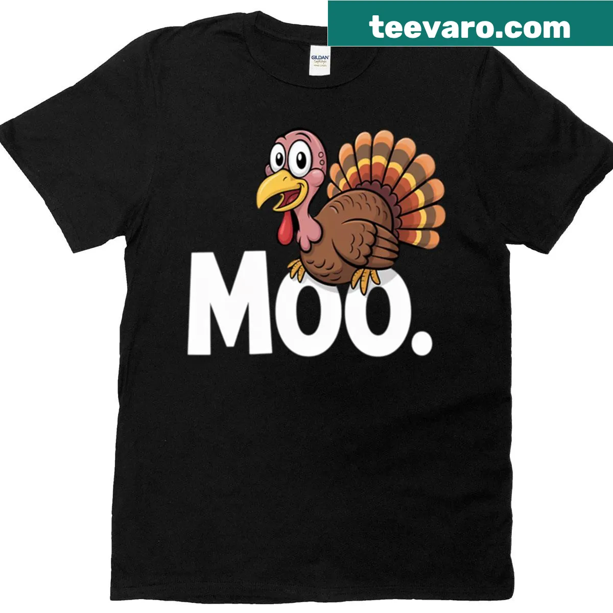 Funny Thanksgiving T-shirt featuring a whimsical turkey graphic and text — on a men's t-shirt