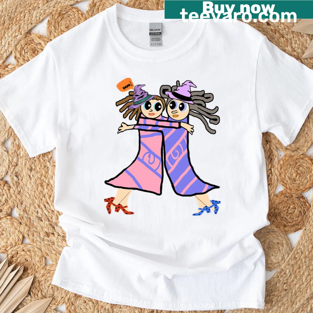 Two cartoon witches illustration on T-shirt — on a men's t-shirt
