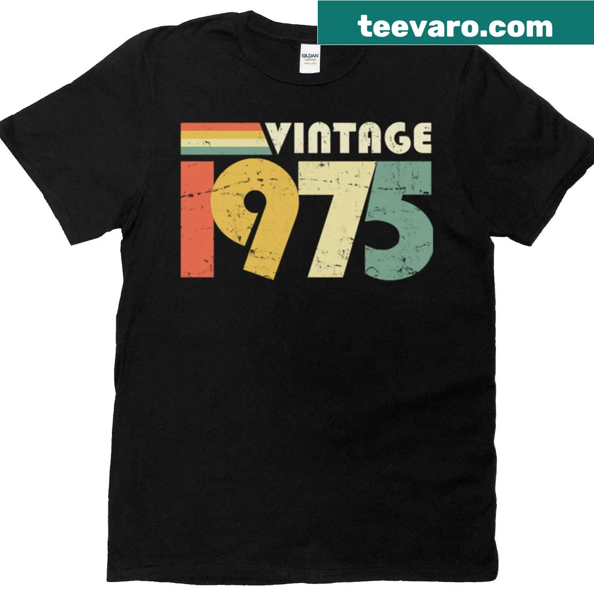 Vintage 1975 50th birthday T-shirt — on a men's t-shirt
