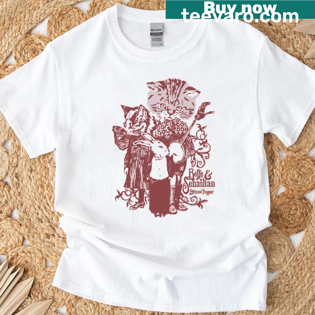 Vintage artistic design T-shirt inspired by Belle and Sebastian — on a men's t-shirt