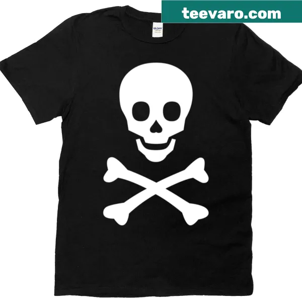 Skull and crossbones graphic on a t-shirt.