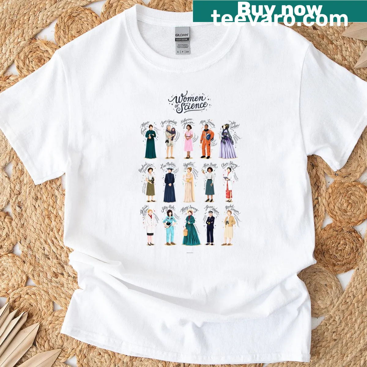 Empowering T-shirt featuring women in science illustration. — on a men's t-shirt