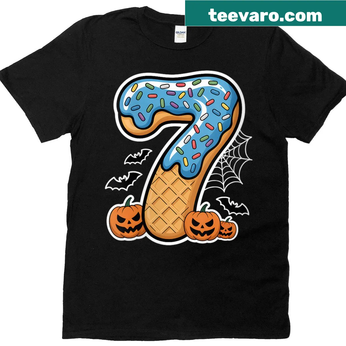 Funny Halloween couple t-shirt with ice cream graphic — on a men's t-shirt