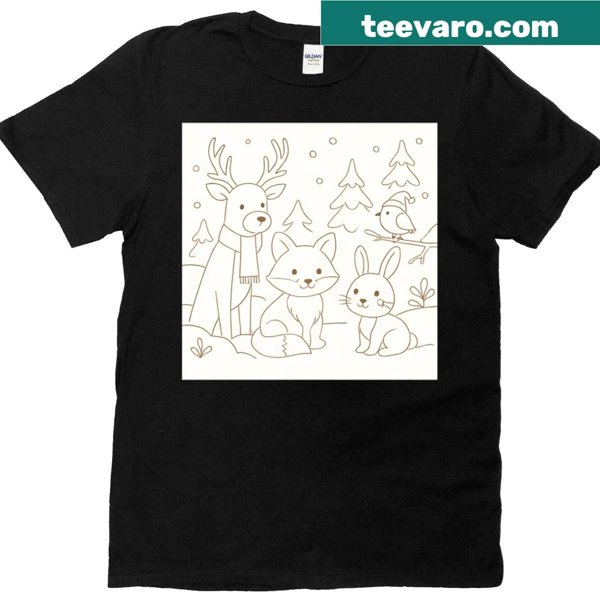 T-shirt featuring an assortment of whimsical woodland creatures — on a men's t-shirt