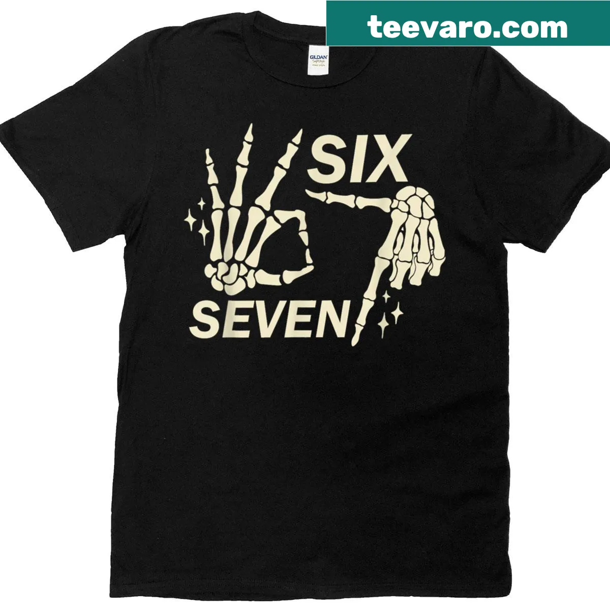 Funny Halloween costume couples T-shirt with '6 7 Hand' text — on a men's t-shirt