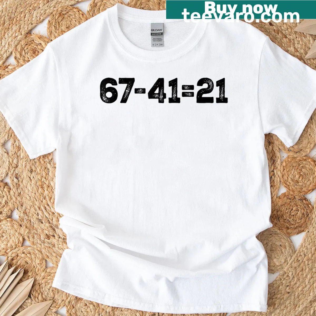 Funny math meme t-shirt featuring the number 67-4121 — on a men's t-shirt
