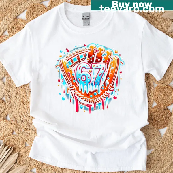 Youth t-shirt with illustration of baseball glove and ice cream