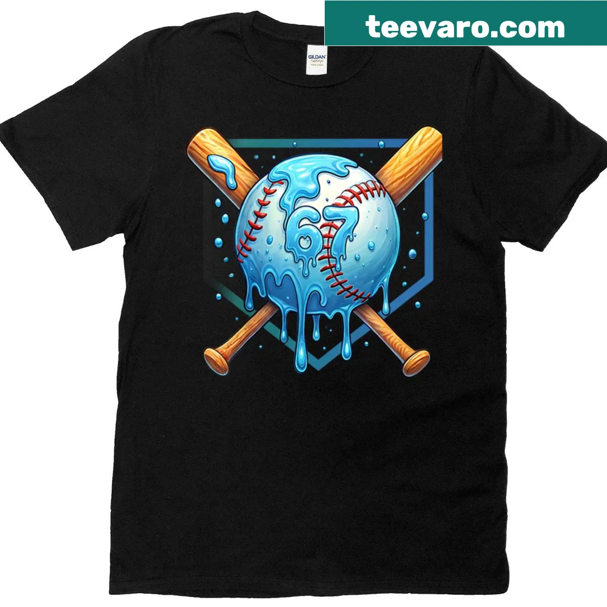 Cartoon design of a baseball dripping ice cream on T-shirt for kids. — on a men's t-shirt