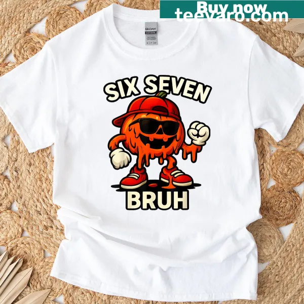 Kids Halloween t-shirt with pumpkin graphic and 'Bruh' text