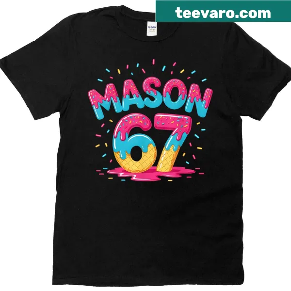 Ice cream drip graphic with 'Six Seven' meme text on T-shirt