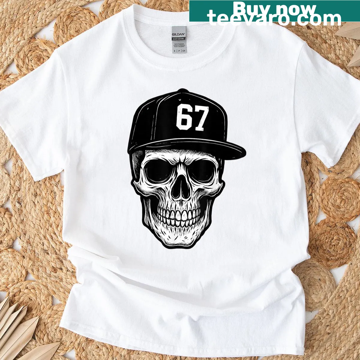 Skeleton graphic with meme-style skull design for kids — on a men's t-shirt