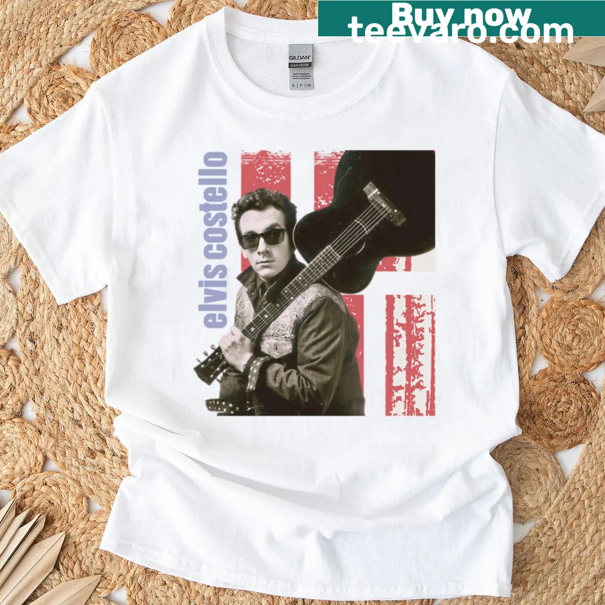 Typography T-shirt with a humorous 80s music-themed slogan — on a men's t-shirt