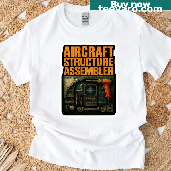 Illustration of an aircraft structure assembler on a t-shirt