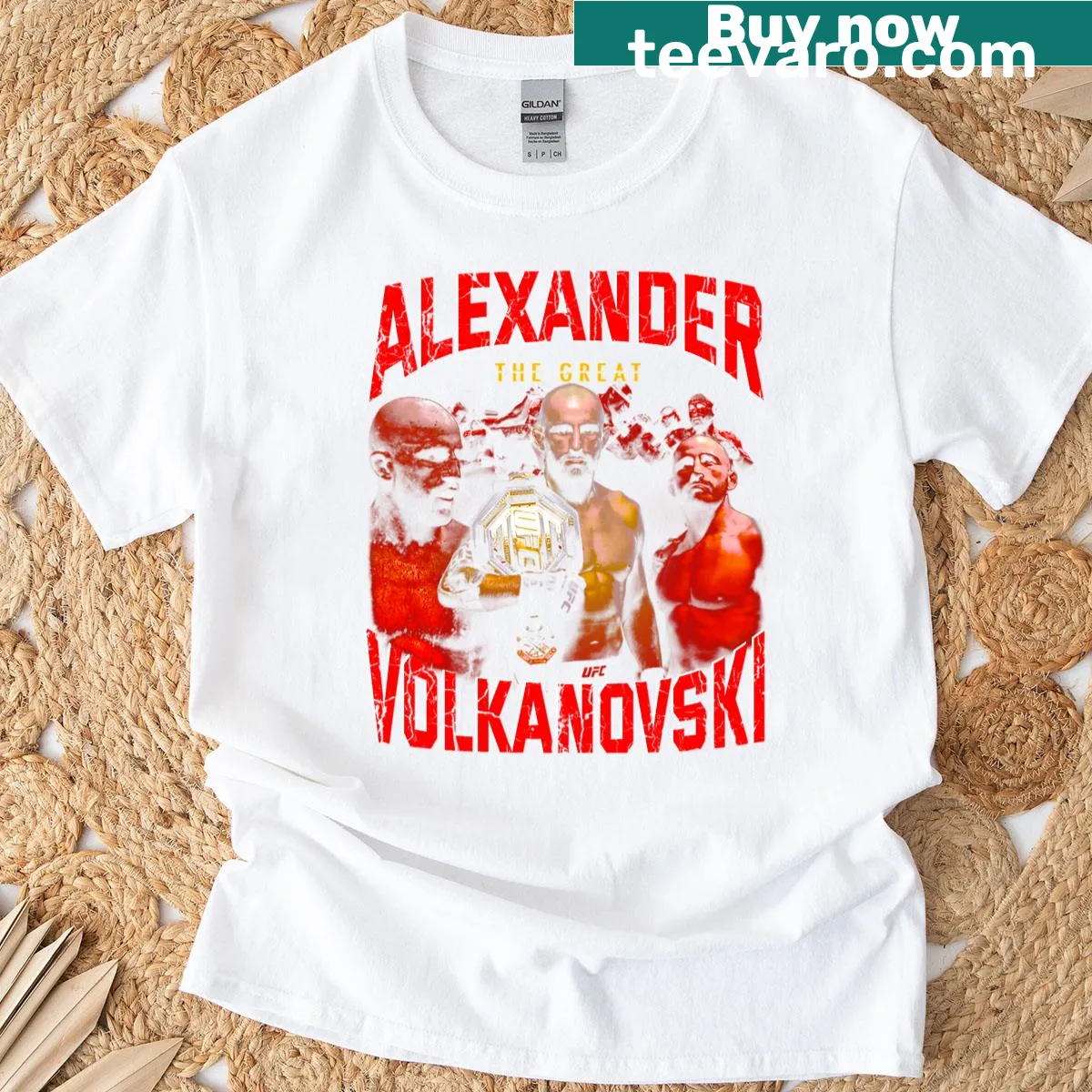 Minimalist t-shirt featuring 'Volk' design for Alexander Volkanovski — on a men's t-shirt