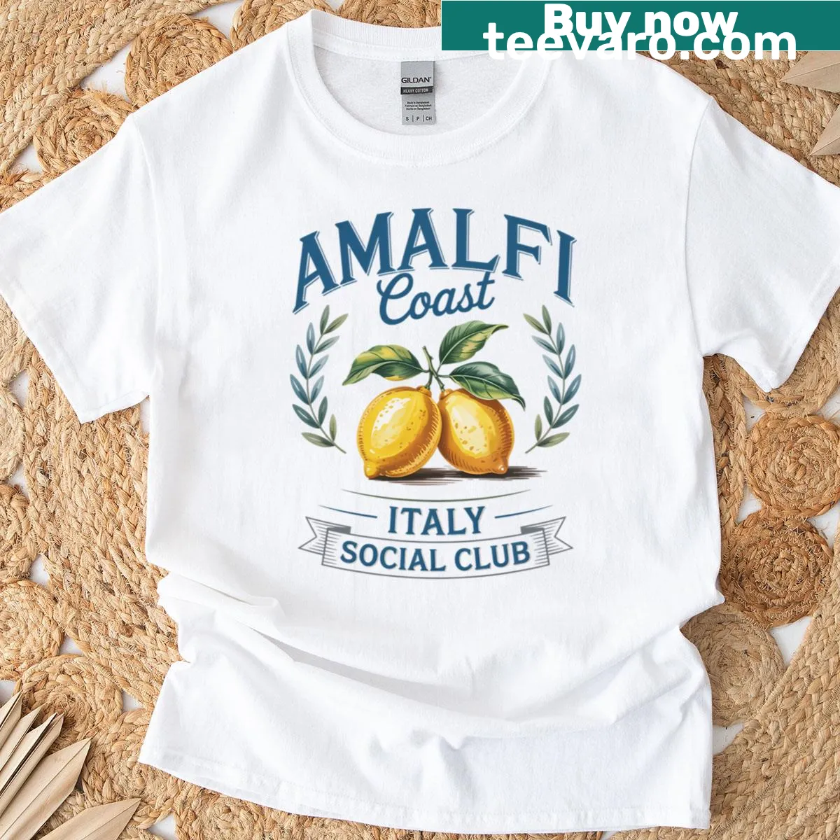 Charming illustration of lemons inspired by the Amalfi Coast — on a men's t-shirt