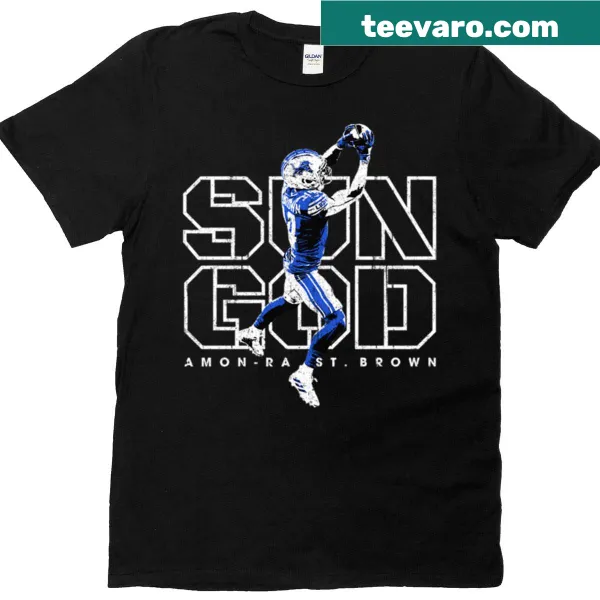 Amon-ra St Brown t-shirt featuring his name in bold letters