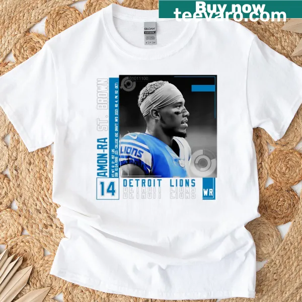 Illustration T-shirt with Amon Ra St. Brown in a football design