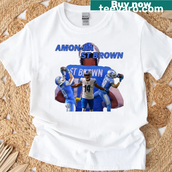 Dynamic graphic T-shirt celebrating Amon Ra St. Brown