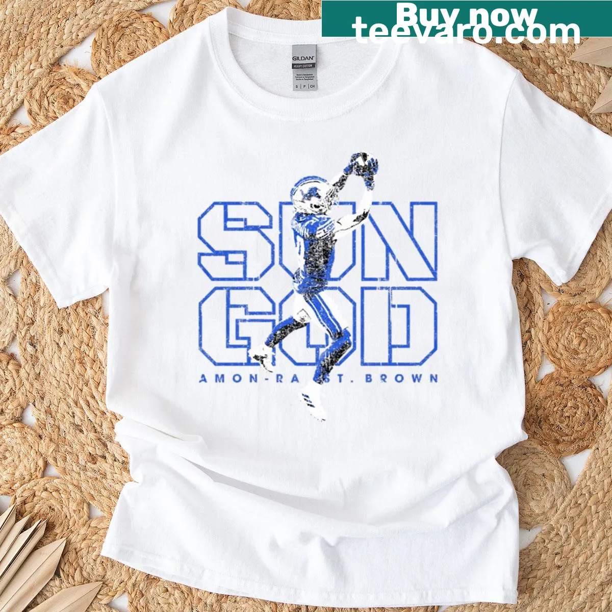 Bold typography on Amon Sport Ra sports t-shirt — on a men's t-shirt