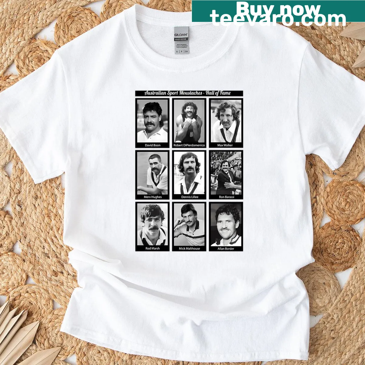 Illustration of iconic sporting moustaches on t-shirt — on a men's t-shirt