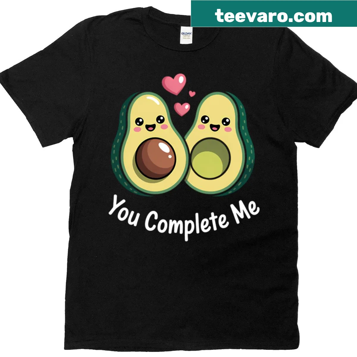 Illustrated avocado t-shirt with 'You Complete Me' text — on a men's t-shirt