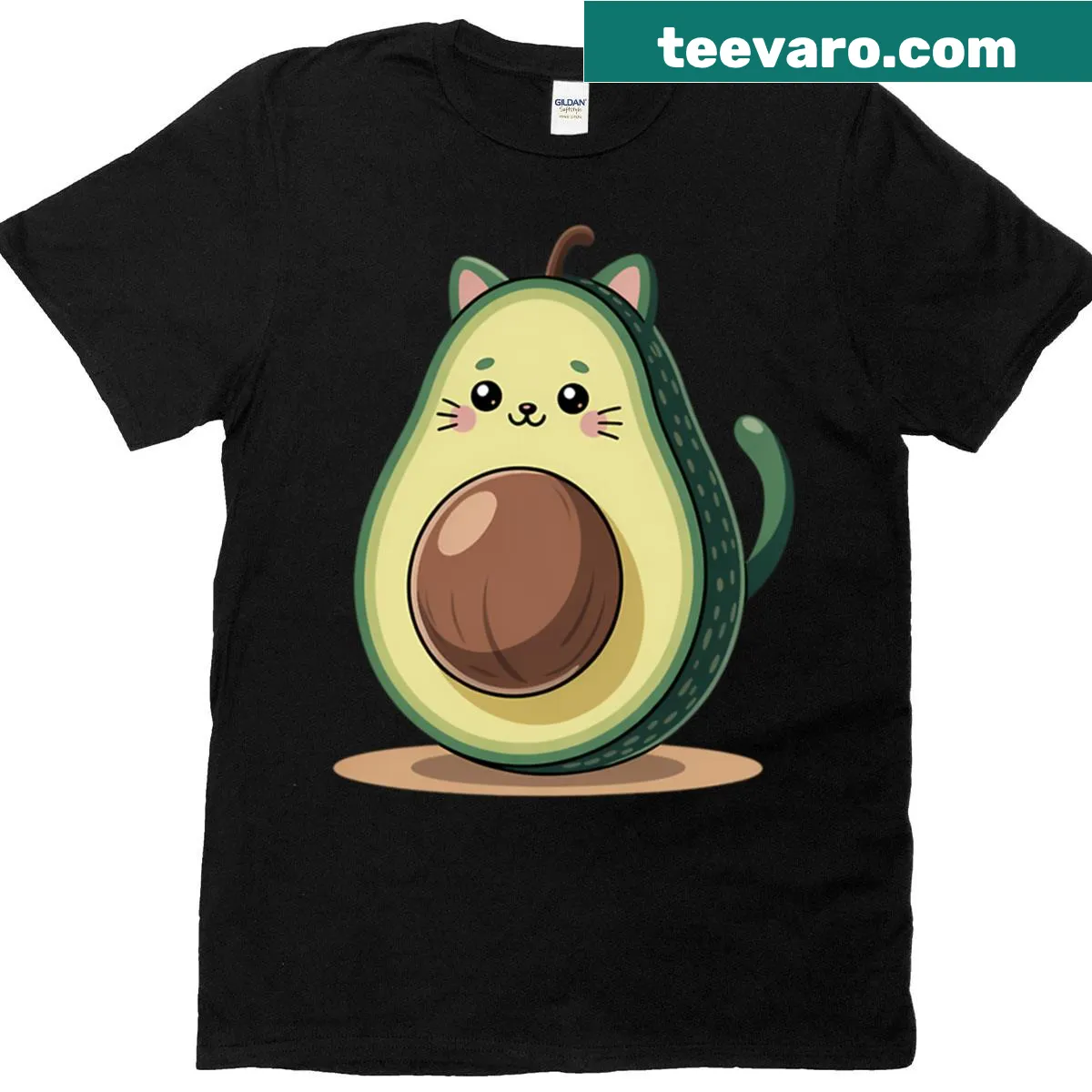 Cartoon cat lounging on an avocado for cat lovers — on a men's t-shirt