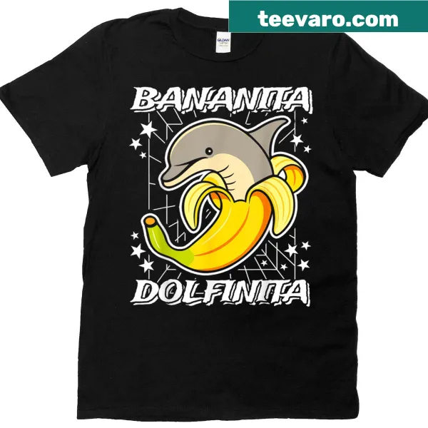 Vintage-style dolphin with a banana graphic on a t-shirt