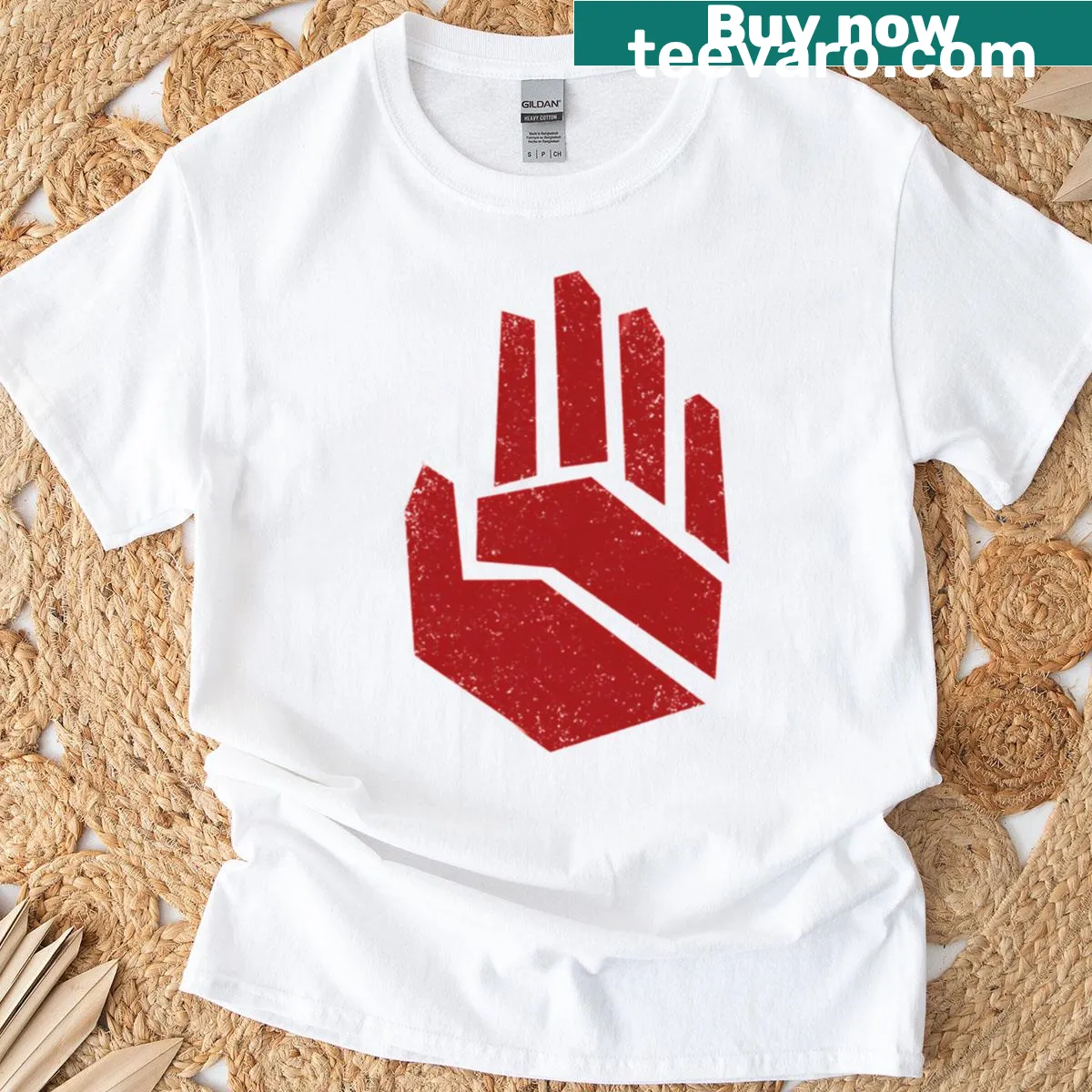 T-shirt featuring the Banner Of The Red Hand design from Wheel Of Time — on a men's t-shirt